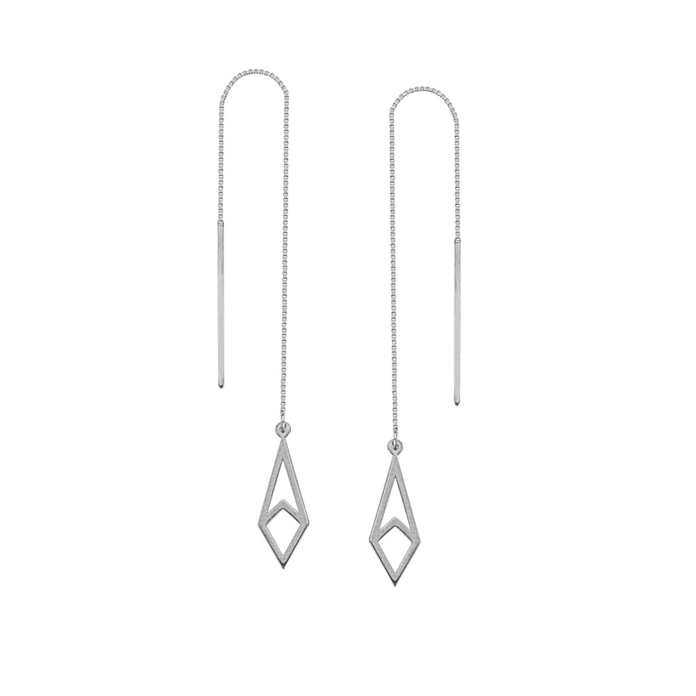 14K Solid Gold Harper Geometric Threader Earrings - Picture 2 of 3
